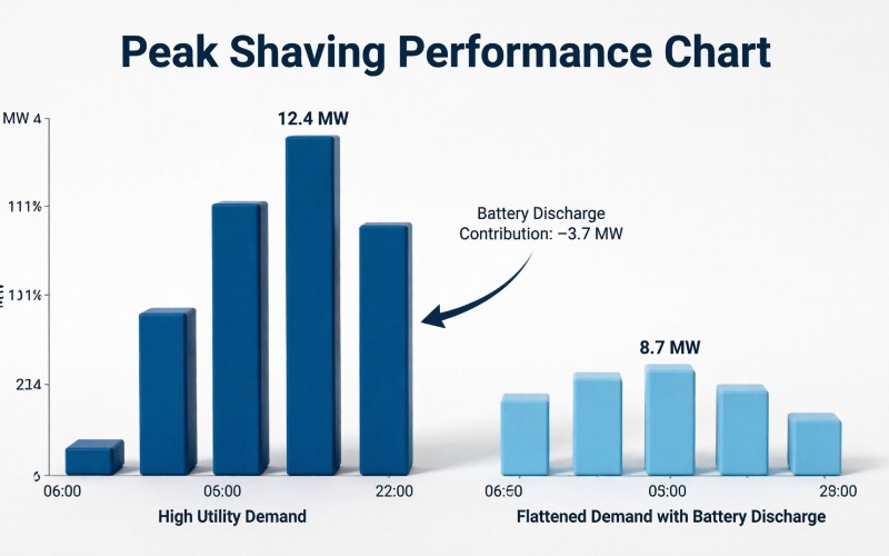 Chart showing peak shaving using a high-power hybrid inverter