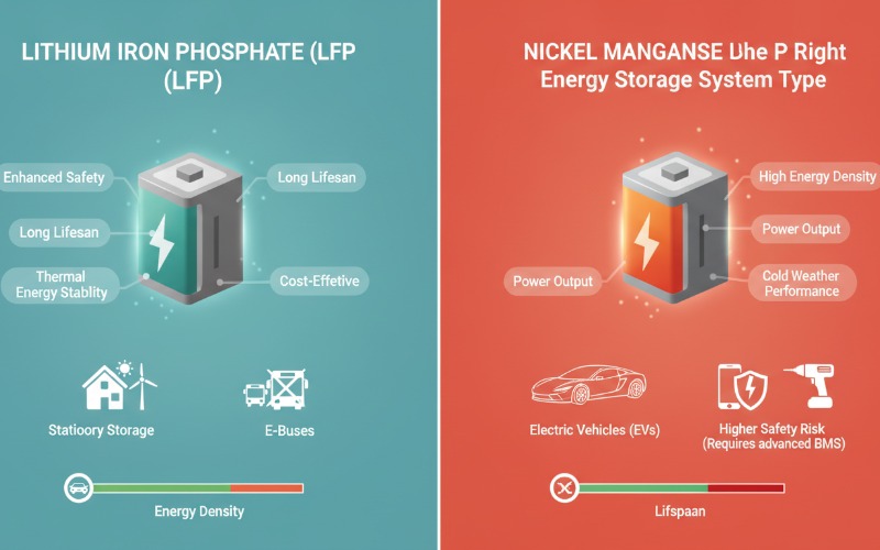 LFP vs. NMC: Choosing the Right Energy Storage System Type